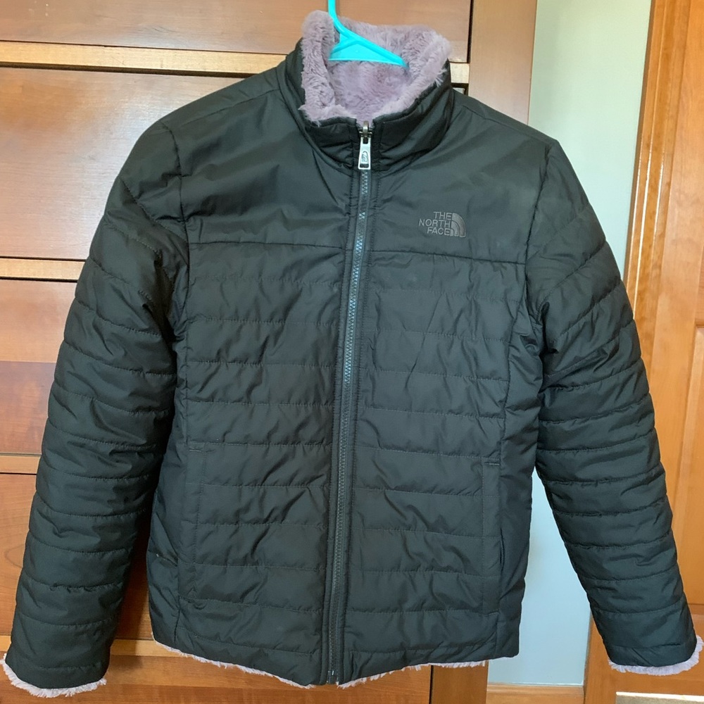Girls XL Northface reversible black coat